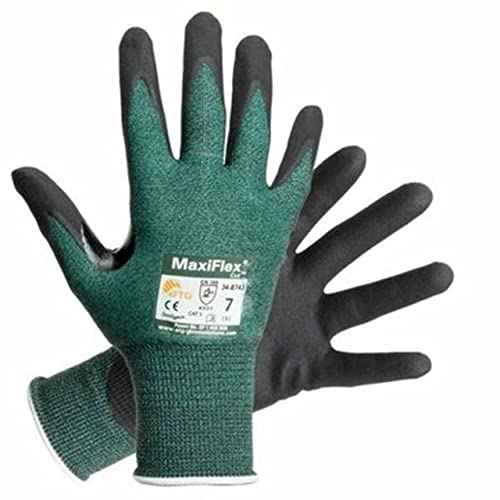 MaxiFlex 34-8743 Resistant Nitrile Coated Work Gloves with Green Knit Shell and Premium Coated Micro-Foam Grip