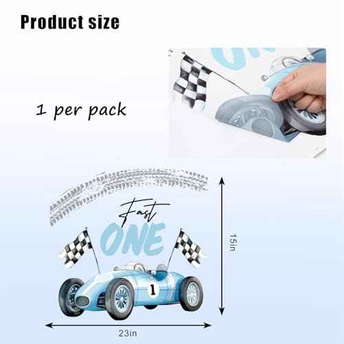Fast One Birthday Racing Decal Race Car Checkered Flag Welcome Sign Decal Fast One 1st Birthday Backdrop Decorations for Boys Balloon Arch
