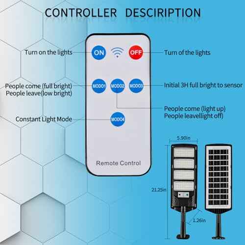Solar Street Lights Outdoor Waterproof, LED Dusk to Dawn Solar Light, Flood Lights with Motion Sensor and Remote Control, for Exterior Wall, Patio, Yard, Deck, Garden,Parking Lot Lights(2-Pack)