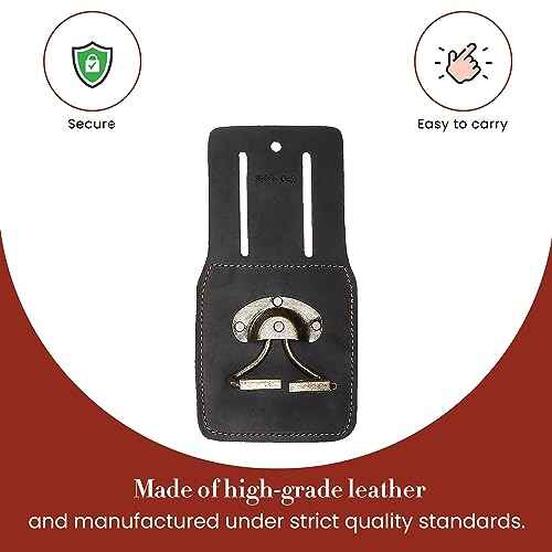 Style n Craft Spring-Loaded Swivel Hammer Holder, Full-Grain Oiled Leather Hatchet Holder, Compatible with All Types of Hammers and Hatchets, Dark Brown (74440)