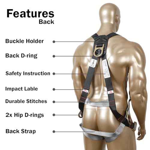 KSEIBI 421026 Fall Protection Safety Harness Kit W 3 D-Rings for Lanyard DELUXE Safety Protection Arrest and Carry Bag