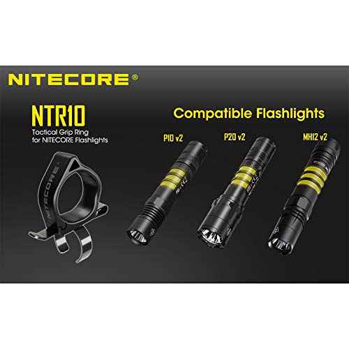 Nitecore NTR10 Tactical Clip-on Ring for Nitcore CI7, New P12, New P12R, P22R and i4000R, Black