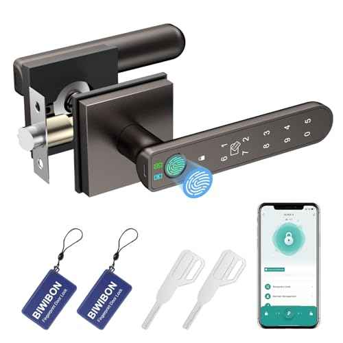 Fingerprint Door Lock, 5 in 1 Finger Print Door Knob with Smart APP/Fingerprint/IC Cards/Password/Backup Keys, Smart Door Knob with Keypad for Bedroom, Office, Apartment, Starry Grey