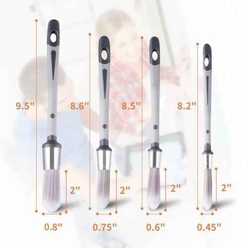 Wesquer Trim Paint Brush Edge Painting Tool for Painting Detail Areas and Small Paint Repairs Small Paint Brushes, Art Application,Sash, Baseboards,House Wall Corners 4pack with 0.45" 0.6" 0.75" 0.8"