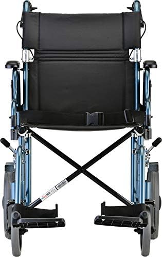 NOVA Medical Products Lightweight Transport Chair with Locking Hand Brakes, Blue