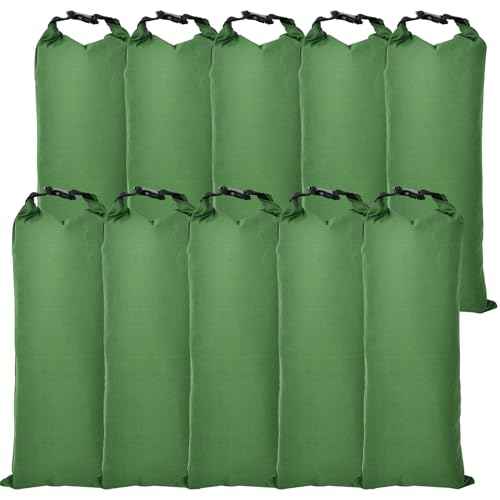 10Pcs Long Canvas Reusable Flooding Sandbags with Insert Buckle. Easy Handle Flood Protection Barrier for Home Door Window Basement Garage Floor Flood Control - 11"x28"