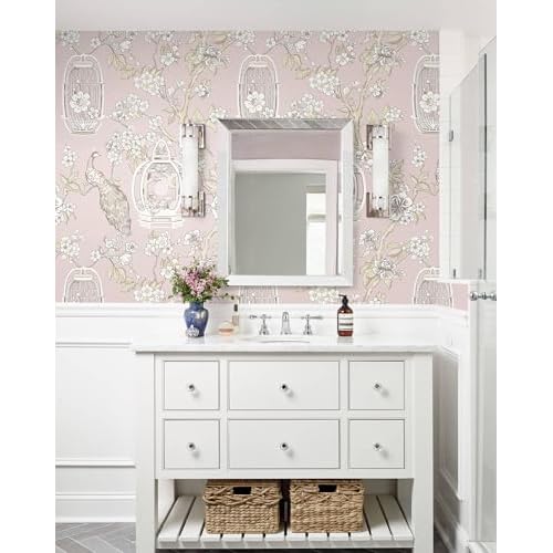 Pink Peel and Stick Wallpaper - Self Adhesive, Waterproof, Removable for Cabinet, Bedroom, Laundry Decor - 16.14'x78.7