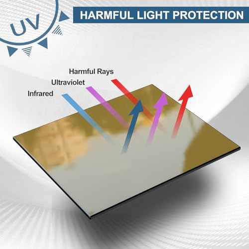 TRQWH 5pcs Welding Glass Lens Shade 10 Gold Hardened Glass Lens 4.5" x 5.25" Welding Hood Darkening Filter
