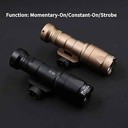 Tactical Picatinny Flashlight M300A Mini Light LED Whitelight with Strobe Weapon Light with Pressure Switch Tactical Flashlight 400 Lumens, Black