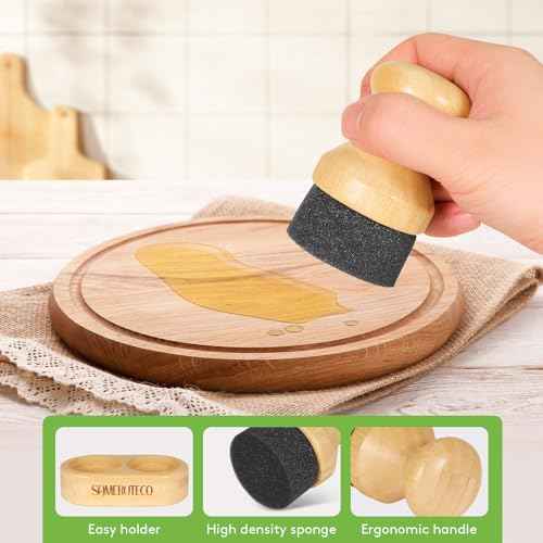Cutting Board Oil Wax Applicator for Food Grade Mineral Oil Board Natural Bamboo Applicator 2 Packs & 1 x Bamboo Holder Set for Wooden Cutting Boards£¬Spatula£¬Spoons and Kitchen Utensils
