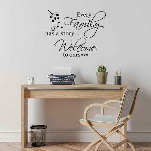 Wall Decals Stickers Inspirational, Every Family has a Story Welcome to Ours, Vinyl Positive Saying Motivational Quotes Decal, Motivational Quote Sayings Wall Stickers DIY Home Decors