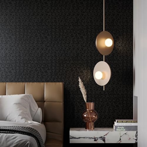 Simon&Siff 3D Black Wallpaper Peel and Stick Star Textured Wallpaper 17.3"X59" Removable DIY Decorative Accent Wall Paper for Bedroom Living Room Lobby Cabinets Countertop
