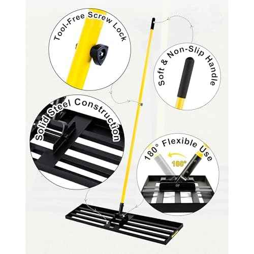 Lawn Leveling Rake, 30"x10" Heavy Duty Sand Leveling Tool with 7FT Long Handle, Steel Golf Rake for Soil, Compost, Gravel, Lawn Leveler for Yard, Garden, Golf Course, Landscaping Level Tool