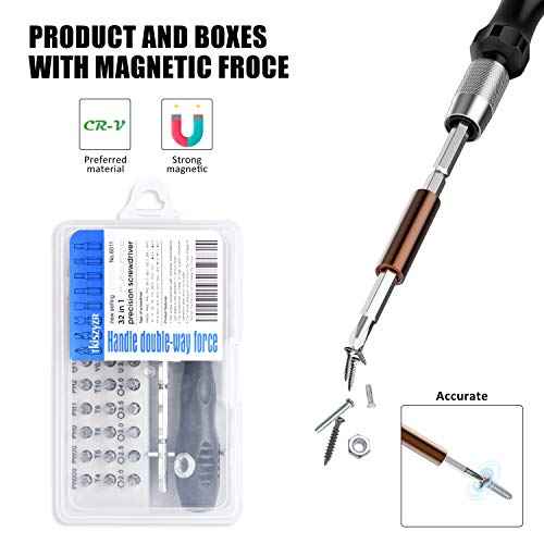 32 In 1 Small Screwdriver Set, Mini Magnetic Screwdriver Set ? Contains 30 Bits Precision Repair Tool Kit, Torx Screwdriver Tool Sets for Eyeglass, Watch, Phones, Laptop, Computers, Toys