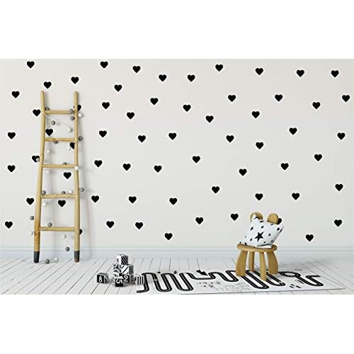 | Heart Shape Decoration Removable Wall Art Vinyl Decal Stickers | (Pack of 80) (Black)