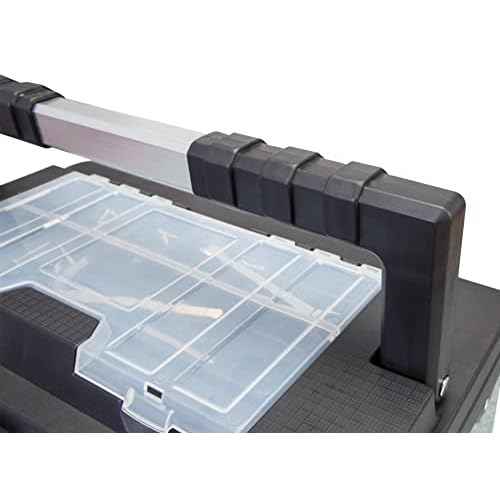 Road Dawg ROAD DAWG A5519BD Torin 18" Stainless Steel Portable Storage Tool Box Organizer with Metal Lock, Clear Lid Compartments, and Removable Tray - Stainless Steel/Black