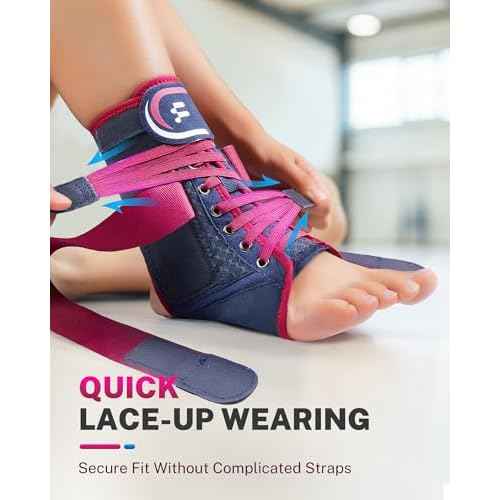 Ankle Brace for Women with Quick Lace Up, Adjustable Figure 8 Compression Support for Achilles Tendonitis, Ankle Sprain & Swelling Relief for Volleyball, Running & Daily Wear, M