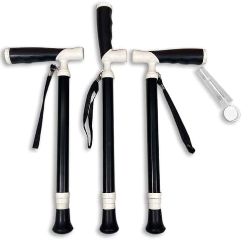 Ruyi Folding Cane for Stability, Walking Cane for Men, Folding Canes for Women Adjustable for Travel, Dual Modes Handle (Sticks or Canes) with Daily Pill Box