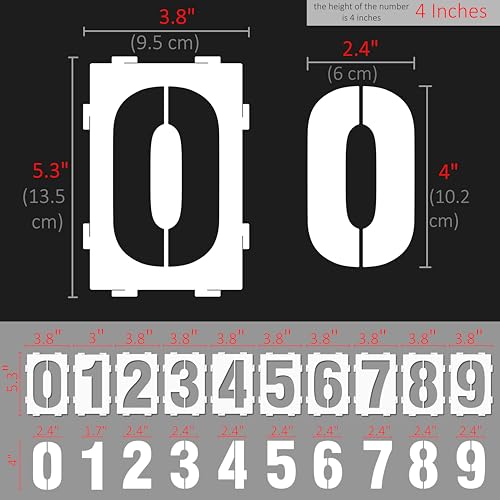 Stencilogy¢ç Interlocking Number Stencil Set ? 20 Reusable Pieces for Numbers 0?9 ? Durable 10 Mil Plastic ? for Wood, Walls, Signs, Crafts (4 Inches)