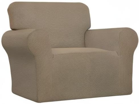 Easy-Going Stretch Oversized Chair Sofa Slipcover 1-Piece Couch Sofa Cover Furniture Protector Soft with Elastic Bottom for Kids Spandex Jacquard Fabric Small Checks Tan