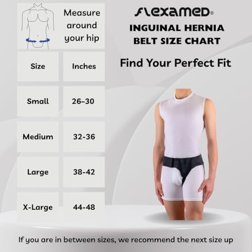 Hernia Gear Double Inguinal Hernia Groin Belt Black (XL 44-48)