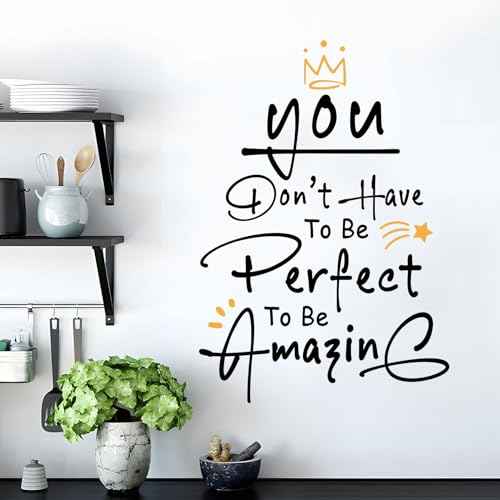 Motivational Stickers - You Don't Have to Be Perfect to Be Amazing Wall Decals Peel and Stick, Inspirational Quotes Vinyl Stickers, 17¡¿24 inch Wall Decor for Living Room Bedroom Office (Style1)