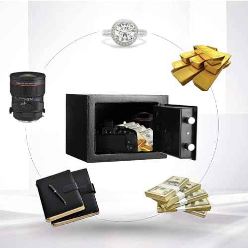 Digital Electronic Money Safe, Steel Security Lock Box with Keypad, Office Hotel Business Jewelry Gun Cash Safe, 0.23 Cubic Feet, 9.06" W x 6.69" D x 6.69" H£¨black£©
