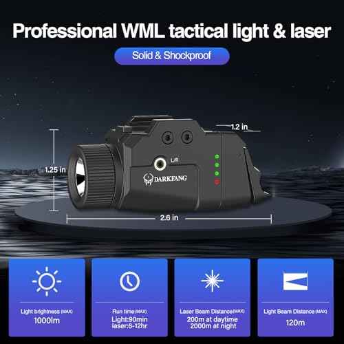 DARKFANG Pistol Green Laser Light Combo with High and Low Switch System for Picatinny and GLK Rails