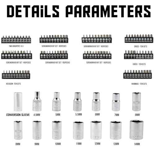 130 Pieces 1/4 Inch Drive Socket Ratchet Wrench Set, Mechanic Tool Set, with Bit Socket Set Metric and Extension Bar for Auto Repairing and Household