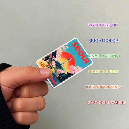 100 PCS South Korea Stickers ? Korean Travel Icons, Food & Culture Vinyl Waterproof Decals for Laptop, Scrapbook, Water Bottle, Car, Guitar ? Fun Gift for Teens & Adults