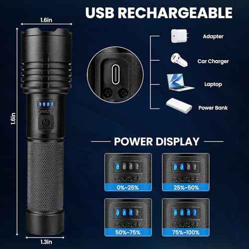 Rechargeable Flashlights High Lumens 3 Pack, 99,000 Lumen Super Bright Led Flashlight with Adjustable 3 Modes & 15H Runtime, Brightest Handheld Waterproof Flash Lights for Home Camping Hiking