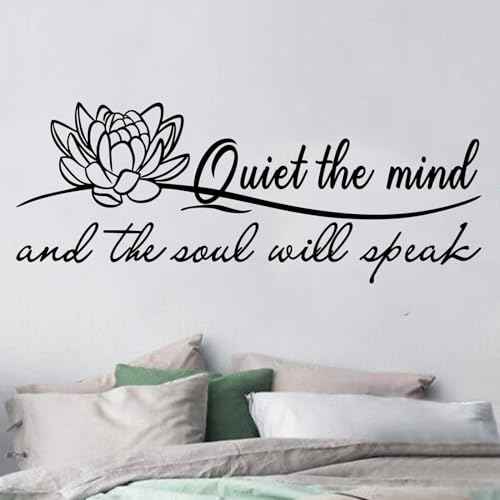 SEATUNE Yoga Pilates Wall Stickers - Inspirational Quotes Motivational Wall Decals - Bathroom Bedroom Living Room Home Vinyl Art Wall Decor - Quiet The Mind and The Soul Will Speak 23"X9"