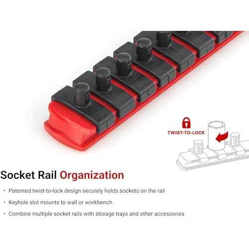 TEKTON 1/2 Inch Drive 2-Rail Socket Organizer Set, Red (30-Tool) | OST23130 | Made in USA