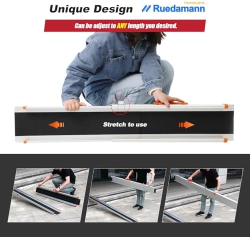 Ruedamann Portable Wheelchair Ramp, 7FT Adjustable Aluminum Ramp for Home, 600lbs Capacity,Telescoping Non-Skid Surface Wheel Chair Ramp for Home, Stairs, Steps