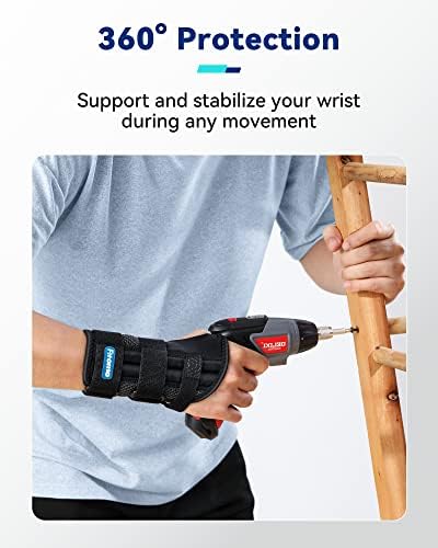 Carpal Tunnel Wrist Brace Night Support with 3 Metal Splints for Sleeping and Soft Thumb Opening, Adjustable Wrist Support Hand Brace for Tendonitis Arthritis Sprains, 1 Unit, Left Hand