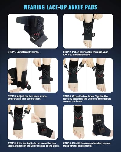 Fit Geno Ankle Brace for Sprained Ankles - Adjustable Breathable Support with Quick-Release Straps for Pain Relief and Swelling Reduction for Men and Women (Right M/L, Ankle size 9''-9.8'')