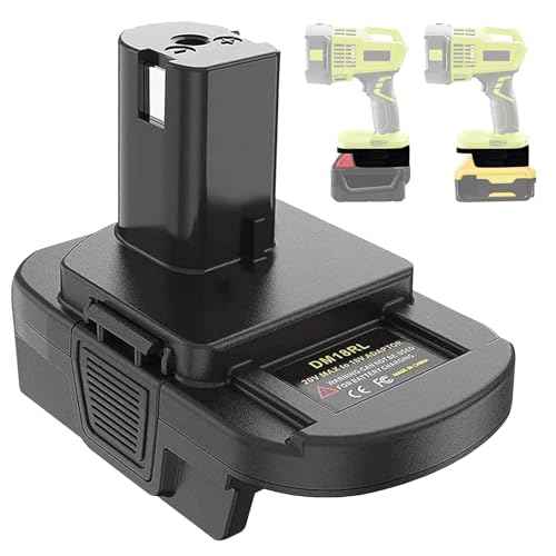 DM18RL Batterie Adapter for Dewalt for Milwaukee 20V/18V Li-Ion Battery Convert to for Ryobi 18V P108 ABP1801 Battery with USB Port (Black)