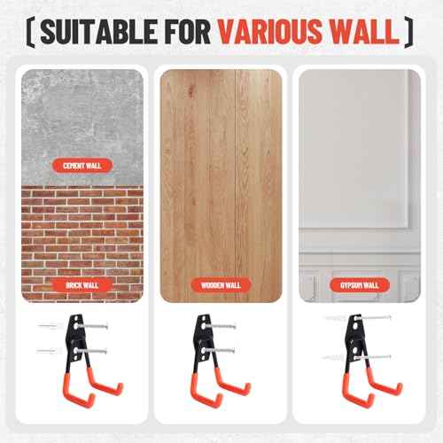 16 Pack Garage Hooks Heavy Duty Steel Storage Utility Hook Set Anti Slip Wall Mount Garage Storage Organization and Tool Hangers for Power £¦ Garden Tools, Ladders, Bikes, Ropes