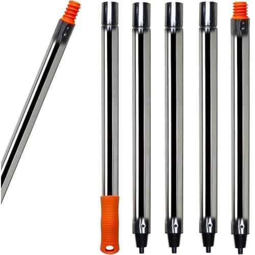 5 PCS Total 6.5 Ft Extension Pole, Paint Roller Stainless-Steel Threaded Splicing Extension Poles for Hand Drywall Sander Wall Cleaning and Polishing Paint Roller Brushes