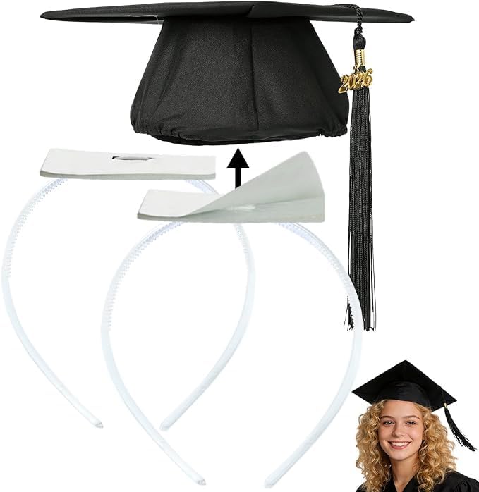 Graduation Cap Headband Insert-Anti-Fall Grad Cap Headband for Curly Hair,Graduation Hat Hair Band Accessories