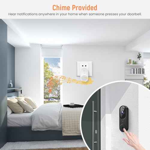 Smart Video Doorbell Camera Wireless, AI Human Detection and Instant Alerts, Night Vision, 2-Way Audio, Battery Powered, Cloud Storage Sold Seperately, 2.4G WiFi (Chime Included)