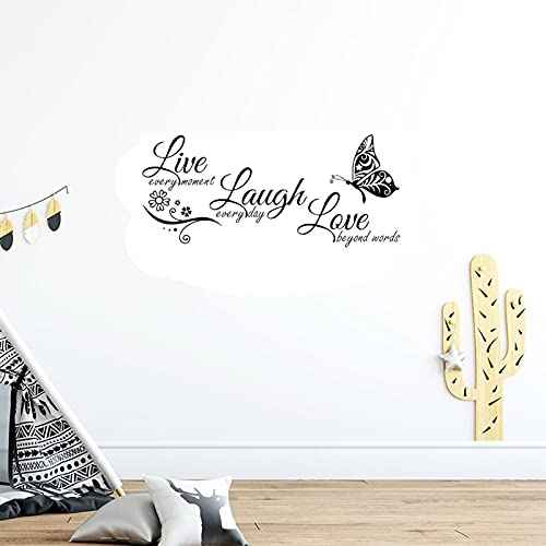 Live Laugh Love Wall Decal Art, Vinyl Live Every Moment Laugh Every Day Love Beyond Words Wall Decor Stickers Motivational Quotes for Bedroom, Removable Wall Sign Mural DIY Home Decoration(13.8Wx30L)