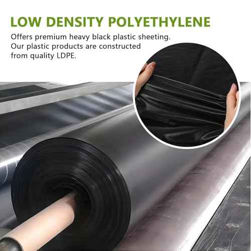 Black Plastic Sheeting Roll 10 Mil 5'x100' Polyethylene Film, Heavy Duty Black Painters Tarp for Drop Cloth, Weed Barrier, Concrete, Vapor, Construction, Cover (5'X100'(10 Mil))