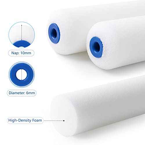 Mister Rui Foam Paint Roller, Sponge Paint Roller Sleeve, High Density Foam, for Furniture Painting and Decorating, 4 Inch Head-Rounded Design (110mm), Pack of 10