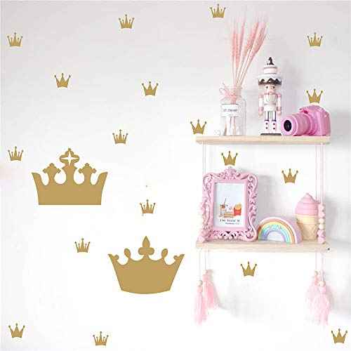 Crown Wall Decals for Girls Bedroom Kids Room Decals Nursery Wall Decal, Princess Crowns Wall Stickers, Crown in The Walls Removable Peel and Stick Metallic Vinyl Sticker