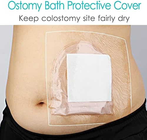 Ostomy Shower Cover Waterproof Ostomy Bag Covers Shower Guard Stoma Shower Shields Colostomy Bathing Bags Shower Protector Adhesive Bandage with Non-Stick Pad for Showering 12"x16" 7 Pcs