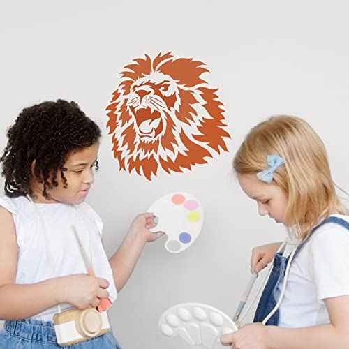 FINGERINSPIRE Lion Head Stencil 11.8x11.8 Inch - Wild Animal Pattern for African Big Cat - Reusable Plastic Stencil for Painting on Wood, Floor, Wall and Tile
