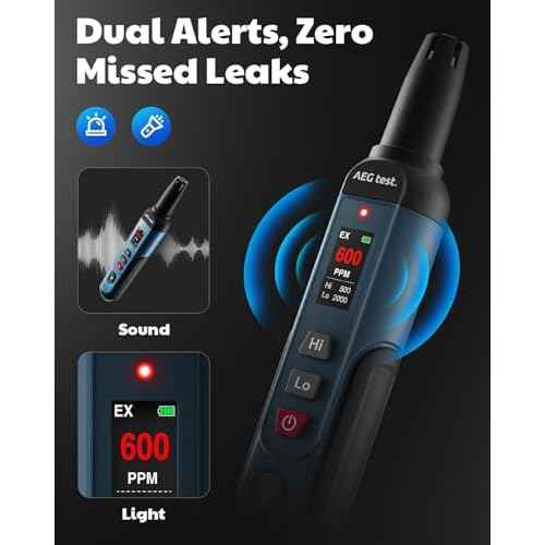 AGT-1988 Natural Gas Detector, Gas Leak Detector with TFT Display, 0.5s Response, 0?9999PPM Range, Rechargeable & Portable for Detecting Combustible Leaks Like Propane, Methane for Home & RV