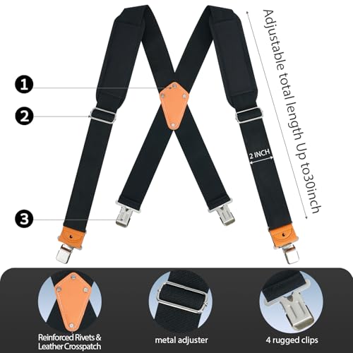 MELOTOUGH Tool Belt Suspenders Work Belt Suspenders for Heavy Duty Work Movable shoulder Padded Suspenders for Tool Belt (Black),Father Day Deal,Father Day Gift,Father Day Deal