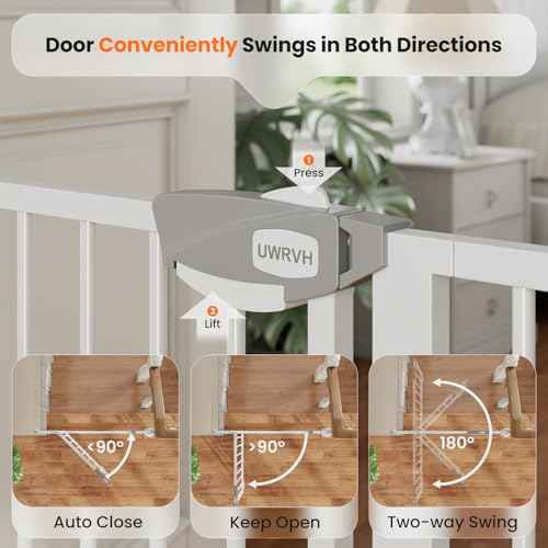Auto-Close Baby Gate for Stairs & Doorways Dog Gate - Adjustable Steel Safety Gate with Dual Lock, Fits 29"-33" Wide, Pressure Mount No Drilling (White, 30-33" W x 30" H)